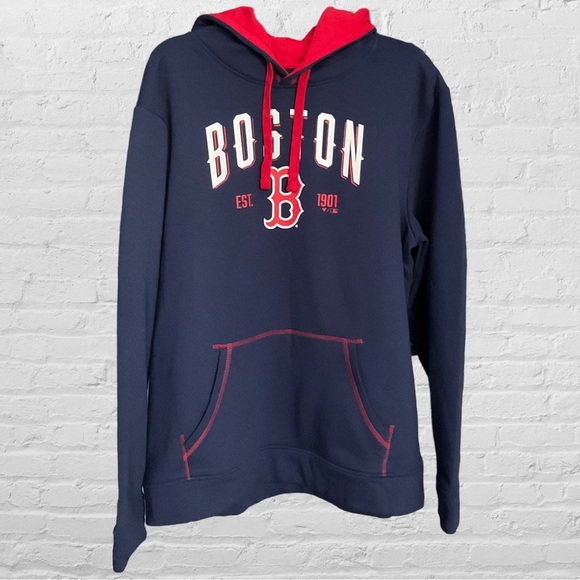 Boston Red Sox Fanatics Branded Ultimate Champion Logo Pullover Hoodie Navy/Red - Picture 2 of 8